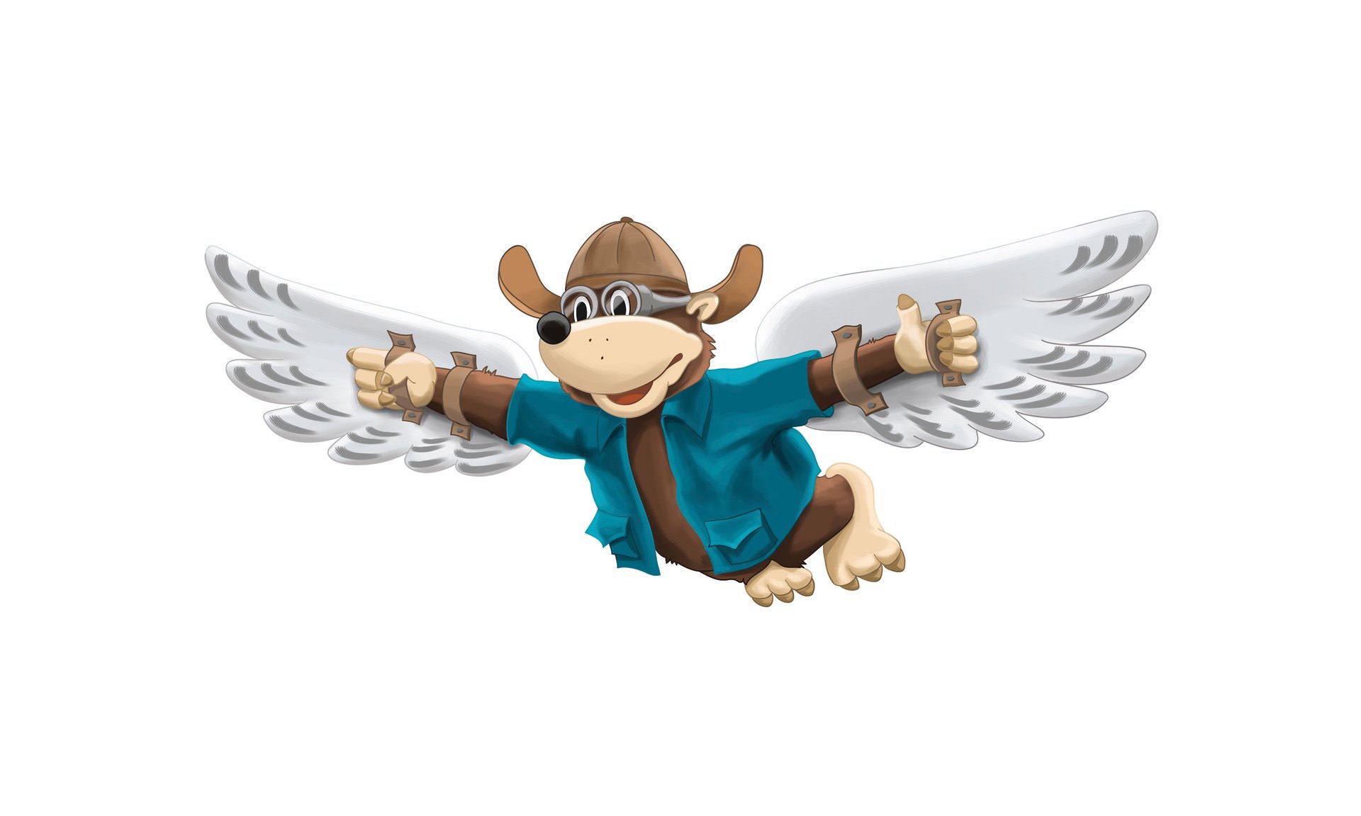 Freizeitpark Belantis Leipzig Illustrationen Maskottchen "Buddel" als Flieger